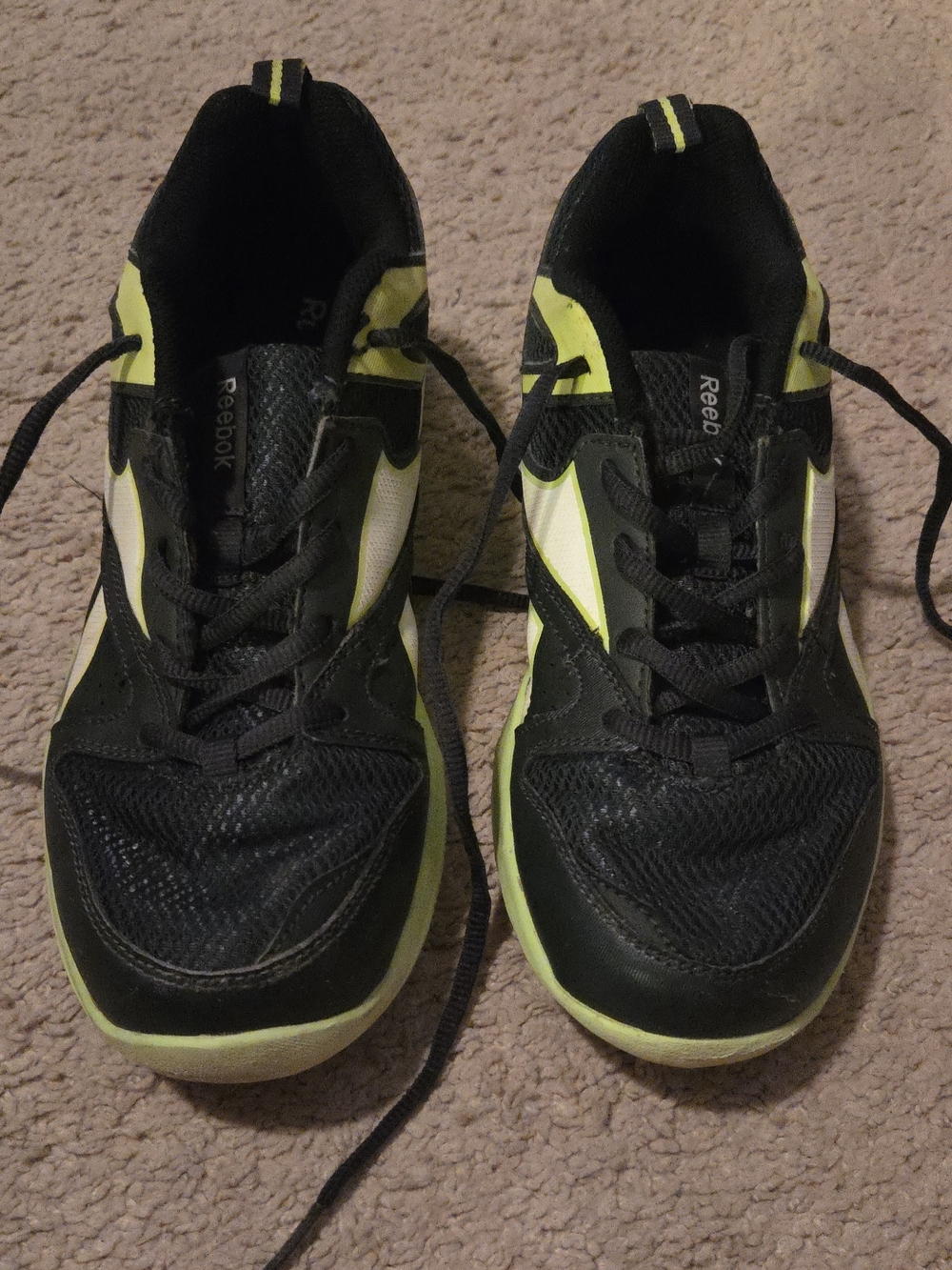 Reebok Black and Neon Yellow Athletic Sneakers